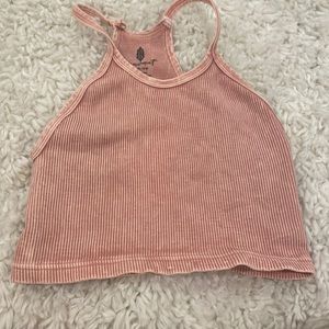 Pink ribbed Free People Movement tank! (Way brighter pink in person)